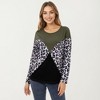 Anna-Kaci Women's Ribbed Knit Top with Leopard Print Contrast and V-Cut Design - 2 of 4