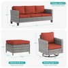 Sonkuki Outdoor 5-Piece Wicker Patio Conversation Set, 2 Rattan Swivel Rocking Chairs with Ottoman, Navy Blue Cushion - 2 of 4