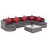 vidaXL Gray Poly Rattan Patio Lounge Set - 8 Piece Sofa Set with Cushions and Glass Tabletop for Garden and Outdoor Living - 2 of 4