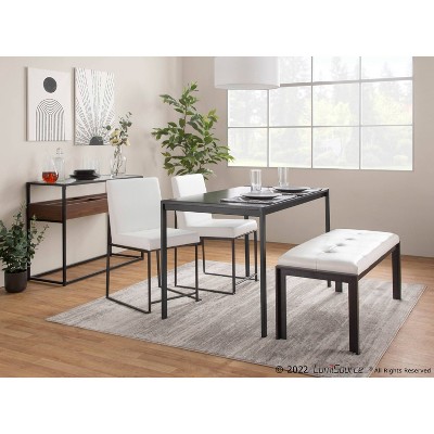 Fuji 46" Plush Black Metal Frame White PU Leather Bench