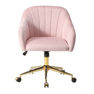 WestinTrends Phoebe Upholstered Velvet Swivel Vanity Office Chair With Wheels - 1 of 4