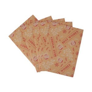 Unique Bargains Gift Wrap Paper Christmas Yellow Kraft 27.56"x19.69" 5 Pcs - 1 of 4