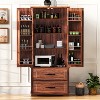 LunaLulinlk 71" Farmhouse Kitchen Pantry Cabinet with 2 Large Drawers,Embossed Texture Freestanding Cupboard Cabinet,Brown - 2 of 4