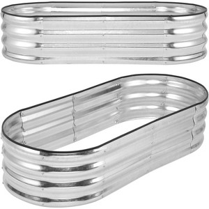 2-Pack Galvanized Raised Garden Beds, 4.5x2x1 FT Oval Metal Planter Boxes for Vegetables & Flowers, Outdoor Gardening Raised Beds with Open Bottom - 1 of 4