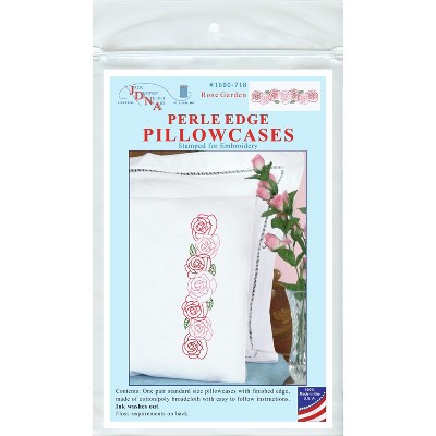 Jack Dempsey Stamped Pillowcases W/White Perle Edge 2/Pkg-Rose Garden