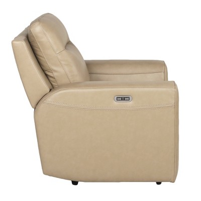 Doncella Beige Leather Power Recliner Chair with USB Port