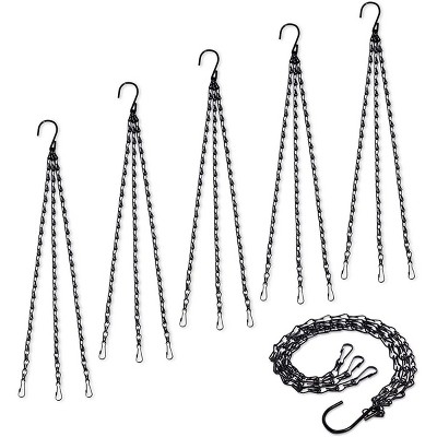 Farmlyn Creek 6 Pack Black Metal Hanging Chains with Hooks for Planters & Bird Feeders, 20 in