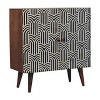HomeRoots 32" Brown Black and White Solid Wood And Inlaid Bone Textured Accent Cabinet With Two Doors - 4 of 4