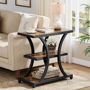 Tribesigns 3-Tier End Table with Storage, with Geometric Metal Design, Industrial Nightstand for Living Room, Bedroom - 1 of 4