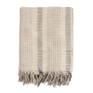 Saro Lifestyle Saro Lifestyle Woven Throw Blanket With Striped Design, Ivory, 50"x60" - 1 of 4