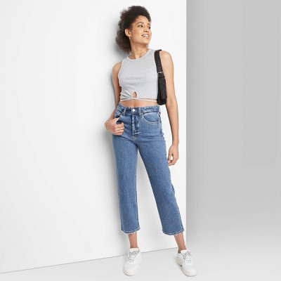 NEW Women's High-Rise Wide Leg Cropped Jeans Wild Fable