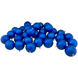 Northlight 32ct Shatterproof Matte Christmas Ball Ornament Set 3.25" - Blue - 1 of 4