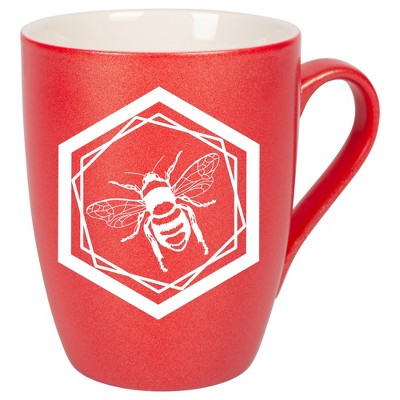 Elanze Designs Honeycomb Bee Crimson Red 10 ounce New Bone China Coffee Cup Mug