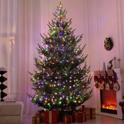 Whisen 9FT Prelit Artificial Christmas Tree with 300 LED Lights, 1939 Branch Tips, Wide Base - Green
