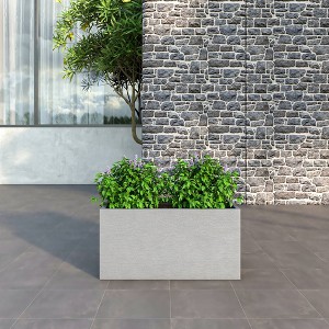 LeisureMod Flora Fiberstone and MGO Clay Planter Rectangular Planter Pot for Indoor and Outdoor - 1 of 4