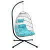 JUJABU Patio Wicker Swing Egg Chair with Stand and Cushions, for Balcony, Poolside, Garden - 2 of 4