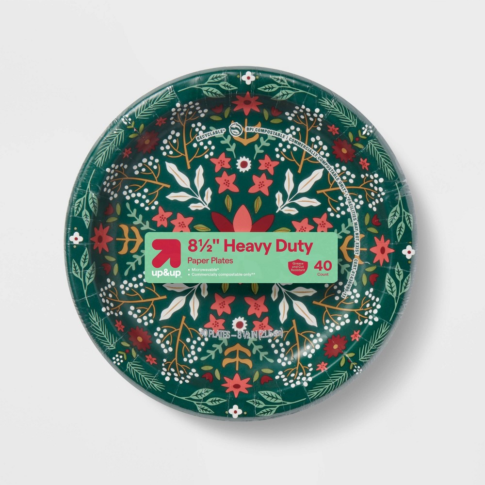 Holiday Disposable Dinnerware Plate 8.5" - Floral - 40ct - up&up™