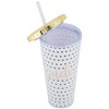 Bride White Black Polka Dot 24 ounce Acrylic Straw Tumbler with Gold Tone Lid - 3 of 4