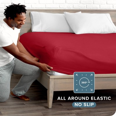 Queen Red Ultra-Soft Microfiber Deep Pocket Fitted Sheet