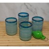 Dos Sueños Mexican Hand Blown Tumblers - Aqua Spiral - 10oz - Set of 4 - 2 of 4