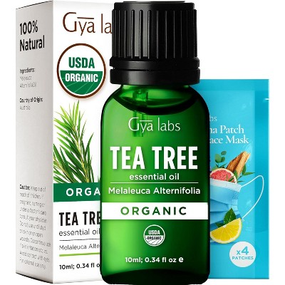 Gya Labs Organic Tea Tree Essential Oil, Organic Tea Tree Oil - 100% Pure Natural, Refreshing Aromatherapy, 0.34 Fl Oz