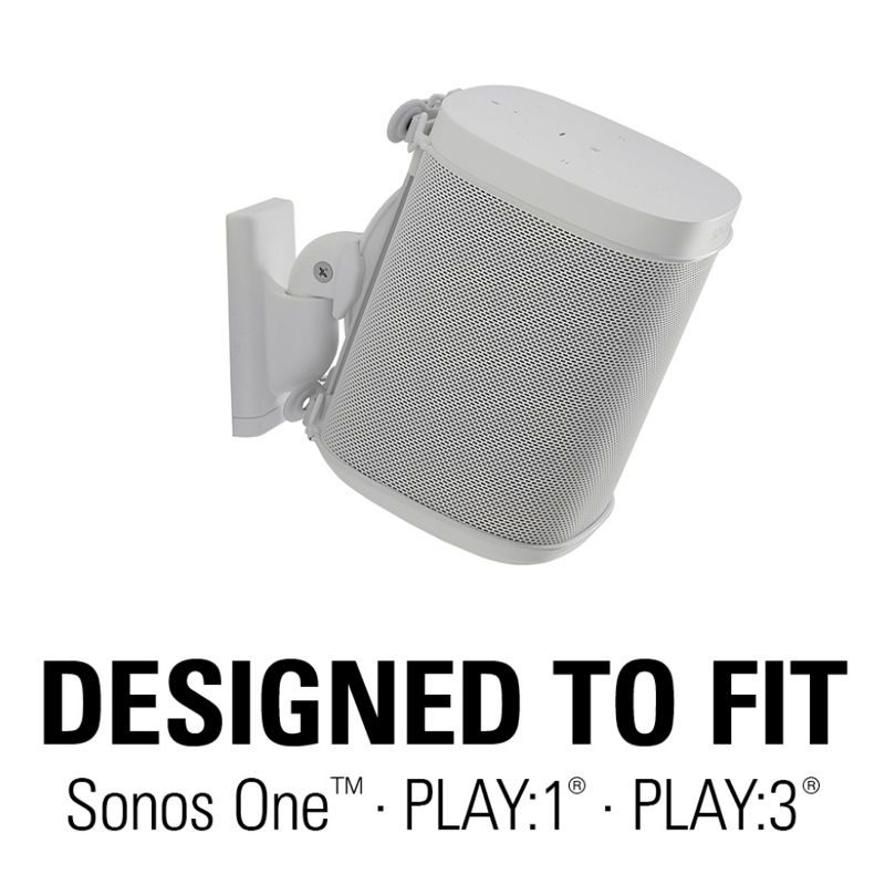 Sanus Wireless Speaker Swivel and Tilt Wall Mounts for Sonos ONE, PLAY:1, and PLAY:3 - Pair (White), 3 of 11
