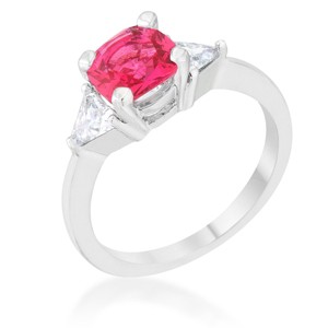 Slickblue Sleek 1.8ct CZ Classic Statement Ring, Cushion Cut Center & Trillion Accents, Multiple Color Option, Sizes 5-10 - 1 of 4