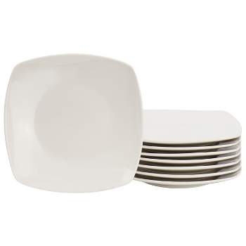 Gibson Home Zen Buffetware 8 Piece 7in Stoneware Dessert Plate Set in White
