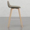 PAGED Bar Stools Set of 2, Modern Wooden Linen Fabric Counter Height Bar Chair with Curved Back for Bar, Kitchen, Dining Room - 2 of 4