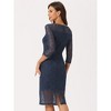 Allegra K Women's Lace 3/4 Sleeve Square Neck Knee Length Sheath Dress - 3 of 4