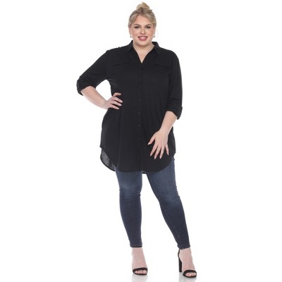 Plus Size Stretchy Tunic -White Mark