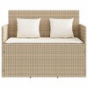 vidaXL Patio Bench with Cushions Beige Poly Rattan - 4 of 4