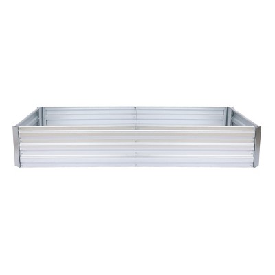 LuxenHome 6Ft x 3Ft Rectangular Galvanized Steel Raised Garden Bed Planter Silver