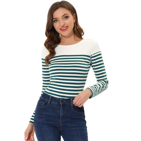 Allegra K Women's Puff Sleeve Plaid Pullover Top - Long Sleeve, Round Neck, Stretch Knit 3 thumbnail image