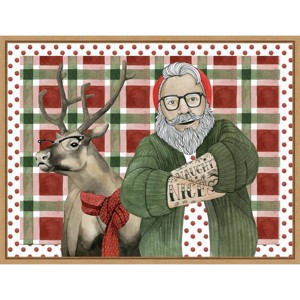 Amanti Art 30"x23" Hipster Santa Collection A by Grace Popp Framed Canvas Wall Art Print - 1 of 4