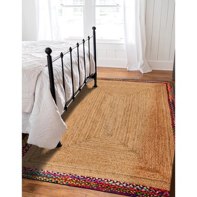 Handmade Blue and Brown Braided Jute 5' x 8' Area Rug