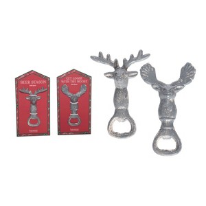 Transpac Rustic Metal Holiday Bottle Openers Set of 2 Silver Christmas Tabletop Decor for Indoor Use and Gift Giving - 1 of 1