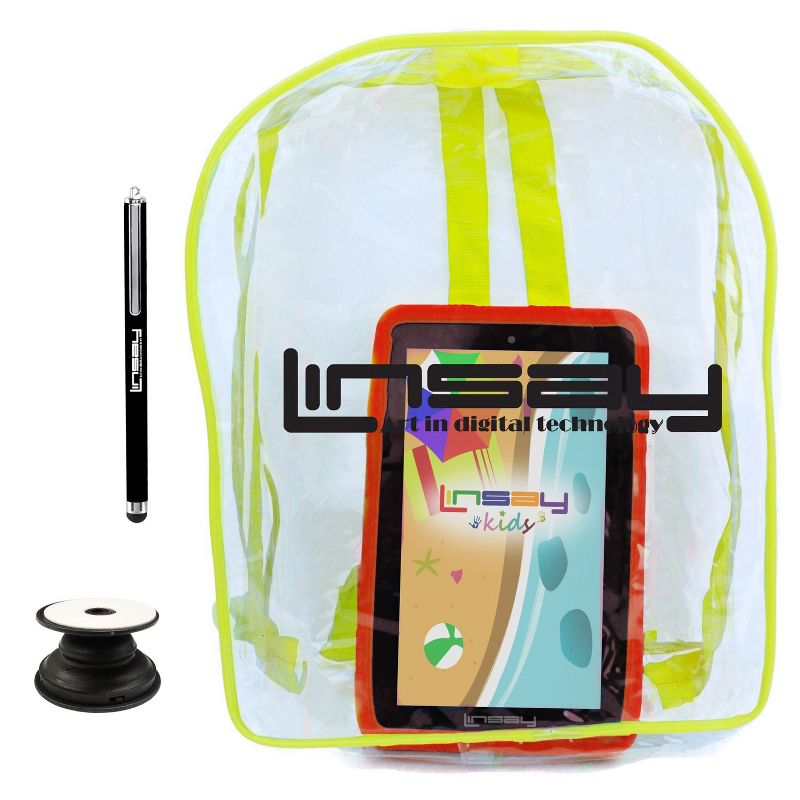 LINSAY 7" Kids Tablet 64GB New Android 13 Funny with Defender Case and Backpack Dual Camera, 1 of 3
