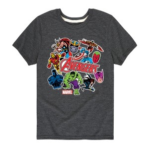 Boys' - Marvel - Avengers Stickers Style Short Sleeve Graphic T-Shirt - 1 of 4