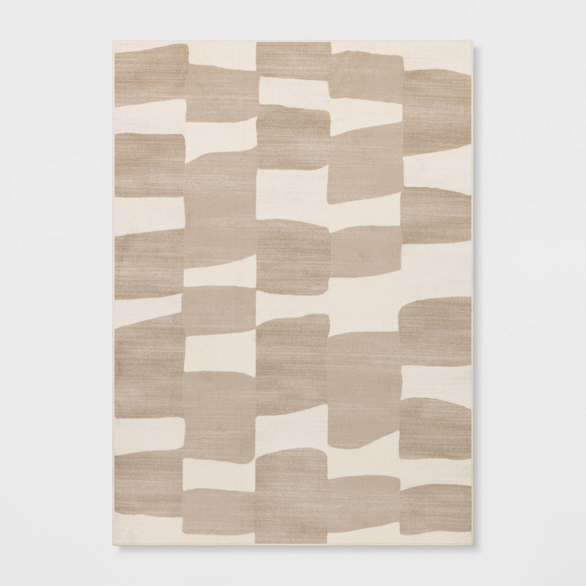 5'x7' Organic Shapes Area Rug Tan - Room Essentials™: Abstract Tufted, Fade & Stain-Resistant, Indoor Use