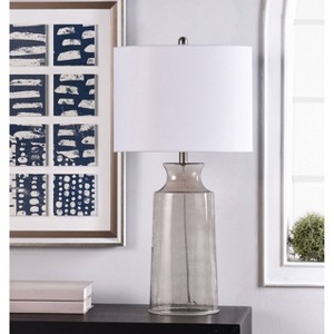 Clove Transparent Glass Table Lamp with Drum Shade Smokey Gray Finish - StyleCraft - 1 of 2