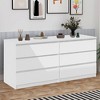 SKRAN 6 Drawer Double Dresser, Modern Mid Century Large Dresser, Storage Drawer Organizer, For Living Room, Entryway And TV Stand, White - 2 of 4