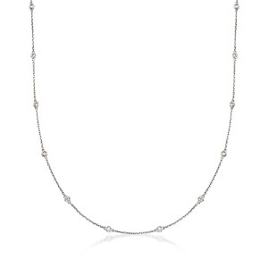 Ross-Simons 0.50-1.00 ct. t.w. Bezel-Set Diamond Station Necklace in Sterling Silver - 1 of 3