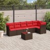 vidaXL 7 Piece Patio Sofa Set with Cushions Brown Poly Rattan - 2 of 4