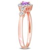 EVERLY JEWELRY | Rose Silver 1/3 ct TGW Heart Shaped Amethyst and Created White Sapphire with Diamond Accent Halo Promise Ring - 2 of 4