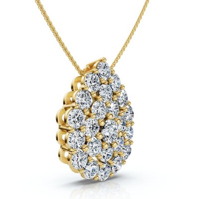 Pompeii3 2Ct Diamond Pear Shape Pave Pendant 14k Gold Necklace Lab Created