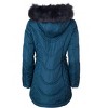 Sportoli Jackets for Women Quilted Down Alternative Longer Winter Coat with Fur Trim Hood - 3 of 4