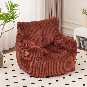 37"W Soft Fluffy Corduroy Fabric Bean Bag Chair Filled with Memory Foam, Lazy Sofa Armchair - ModernLuxe - 1 of 4