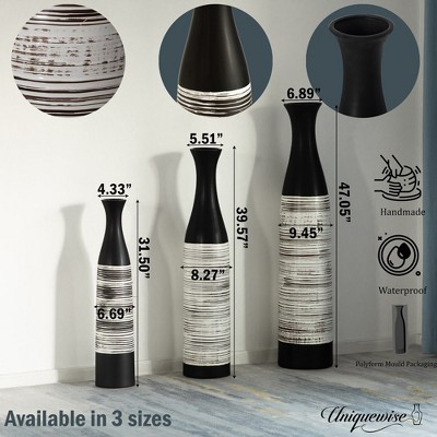 Handcrafted Black and White Ceramic Bottle-Shaped Floor Vase