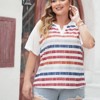 Coolmee Women Summer Plus Size Tops Casual Short Sleeve Tee Shirt V Neck Loose Fit Striped Shirt Blouses - 3 of 4